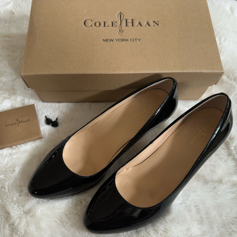 Cole Haan black patent leather heels.
